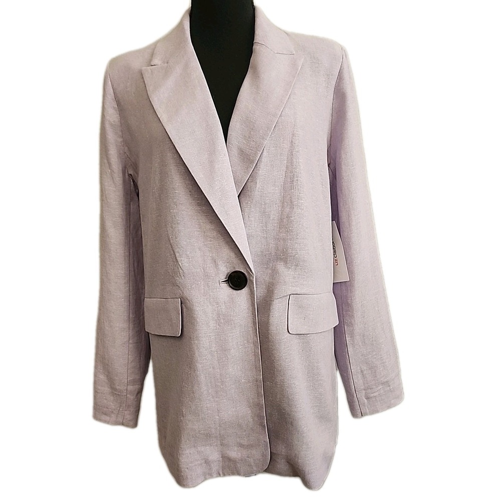Liz Claiborne Linen Lilac Blazer Light‎ Summer Career Office Jacket 8 Petite NWT